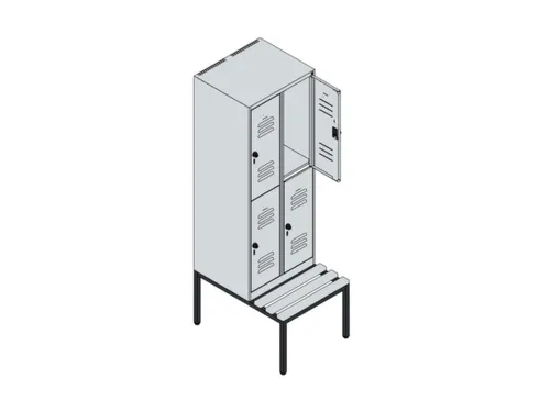 Dubbeldekse dekenkist,HxBxD 1950x600x815mm,2x2vak.,vak B 300mm
