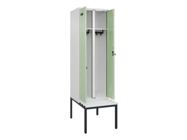 locker met bank,voor scheiding van kleding,HxBxD 2120x600x815mm,2vak