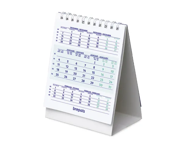 Calendrier de table 3 mois 2027 Brepols 10,5x13cm