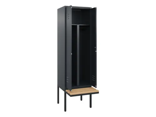 PBM-locker met bank,HxBxD 2120x600x815mm,2vak,vak B 300mm,cil.-slot