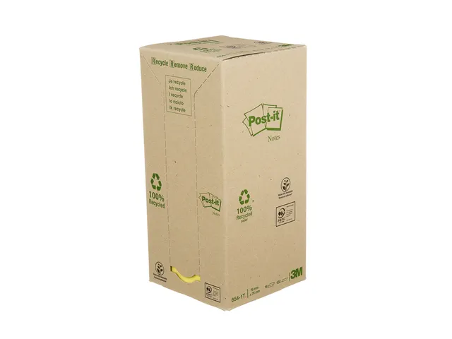 Memoblok 3M Post-it 654 76x76mm recycled pastel geel