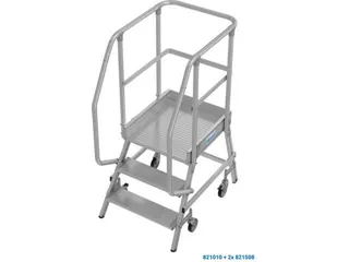 bordestrap,verrijdbaar,bordes H 0,75m,3treden,aluminium,4zwenkwielen - 10