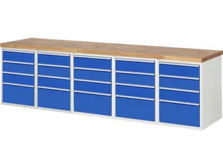 werkbank,HxBxD 890x3000x700mm,beukblad,draagverm. 750kg,5containers - 1