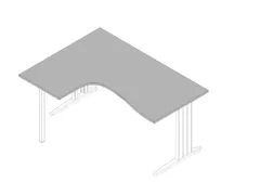 hoek-bureau,HxBxD 730x1600x1200mm,blad grijs,verdieping links