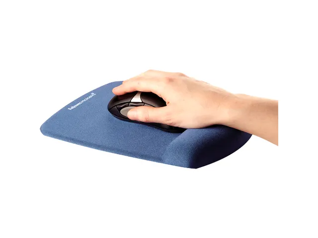 Muismat met polssteun Fellowes Plush Touch blauw