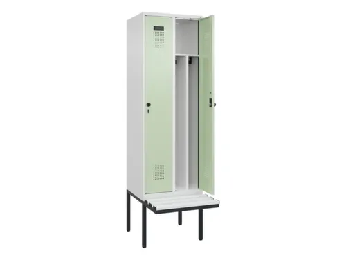 locker met bank,voor scheiding van kleding,HxBxD 2120x600x815mm,2vak