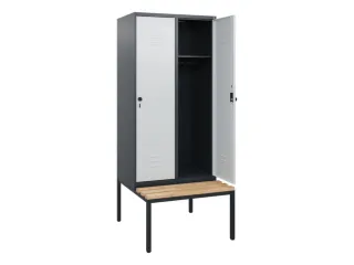 locker met bank,HxBxD 1950x800x815mm,2vak,vak B 400mm,draaigrendel - 2