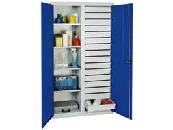 Draaideurkast Hxbxd 1800x1000x500mm 16laden 4legborden Ral5010