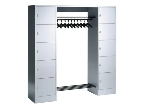 locker met kapstok,HxBxD 1950x1870x480mm,romp RAL7035,front RAL7035