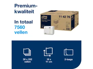 Toiletpapier Tork T3 gevouwen Premium 114276 2-laags 30x252vel - 6