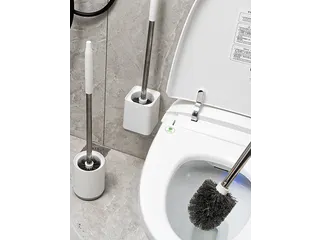 Kunststof toiletborstel wit met ronde voet en wandfunctie - 4
