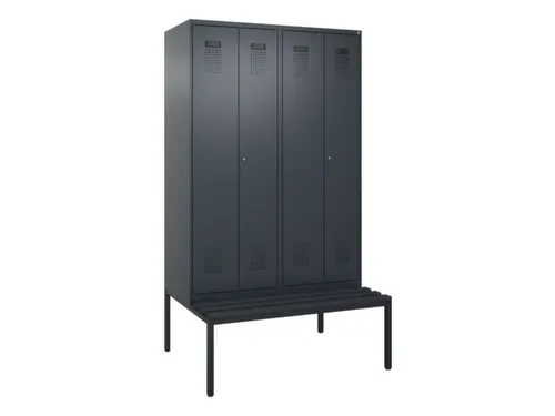 PBM-locker met bank,HxBxD 2120x1200x815mm,4vak,vak B 300mm