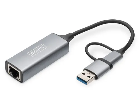 USB Type-C Gigabit Ethernet-adapter 2.5G, USB-C + USB A