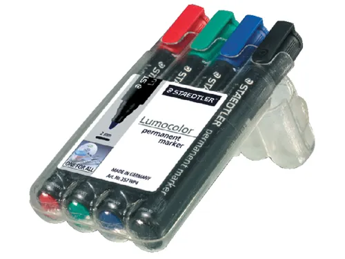 Viltstift Staedtler 352 Lumocolor rond 2mm set à 4 stuks assorti