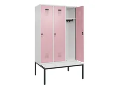 locker met bank,HxBxD 2120x1200x815mm,3vak,vak B 400mm,draaigrendel