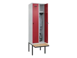 locker met bank,HxBxD 2120x600x815mm,2vak,vak B 300mm,draaigrendel