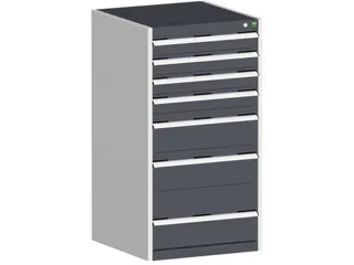 ladekast HxBxD 1200x650x650mm 7laden romp RAL7035 front RAL7016 - 1