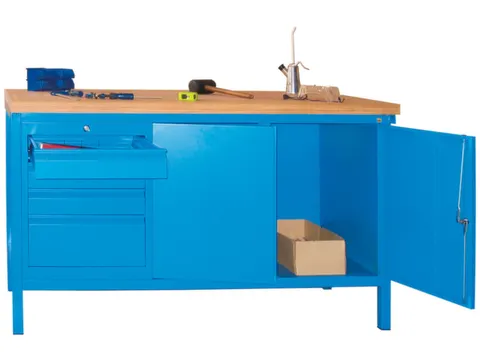 werkbank,HxBxD 900x1500x700mm,onderstel/romp RAL7035,front RAL5012