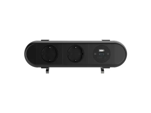 Desktop stekkerdoos Power Polar 2-voudig + USB A en C 25W Zwart