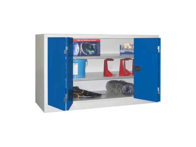 Vouwdeurkast 1000x1500x400mm 2legborden Verzinkt Ral7035 Front Ral5010