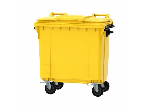 Container 770 liter vlak deksel Geel