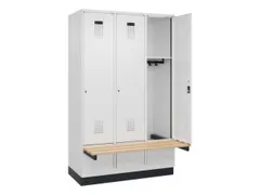 locker met bank,HxBxD 1950x1200x815mm,3vak,vak B 400mm,cilinderslot