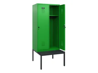 locker met bank,HxBxD 1950x800x815mm,2vak,vak B 400mm,draaigrendel - 1