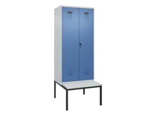 PBM-locker met bank,HxBxD 2120x800x815mm,2vak,vak B 400mm,draaigrendel - 2