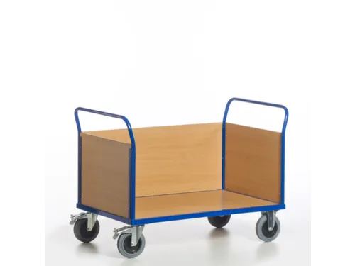 wagen met drie wanden,draagverm. 500kg,laadvl. LxB 850x480mm,houtplaat