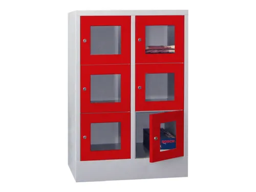 lockerkast,HxBxD 1187x800x500mm,2x3vakken,RAL7035,front RAL3000