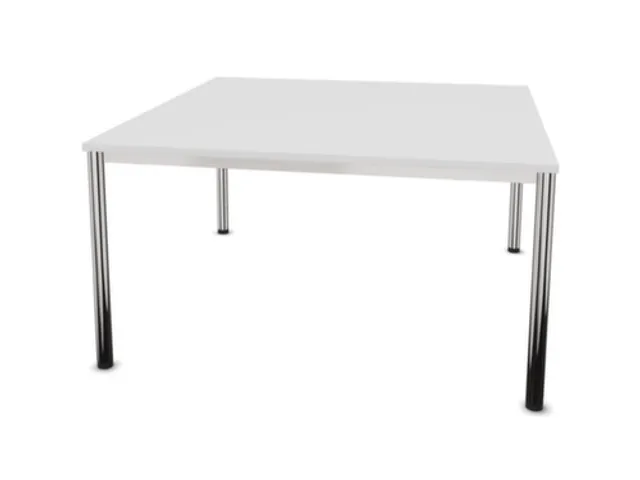 vergadertafel HxBxD 74x140x140cm vierkant 4voeten verchroomd Bl-wit