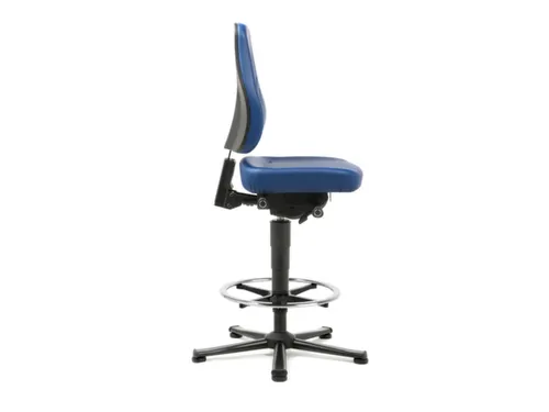 Werkplaatsstoel Kunstleer blauw 570-830mmx460x410-470mm glijders