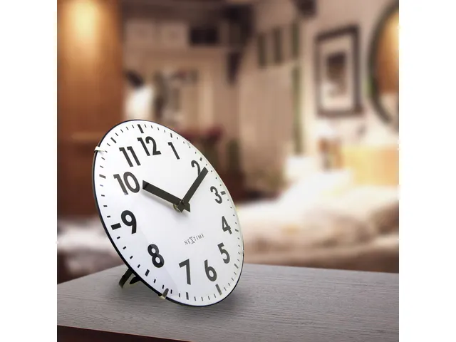 Tafelklok Nextime Duomo Mini 20 cm wit gebolde glazen lens
