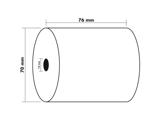 Telmachine- en Kassarollen 2-voud 76mm breed 76x70x12mm, Wit