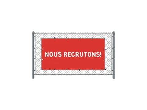 Hekwerkbanner 200x100 cm Rood met Franstalige Print Nous Recrutons