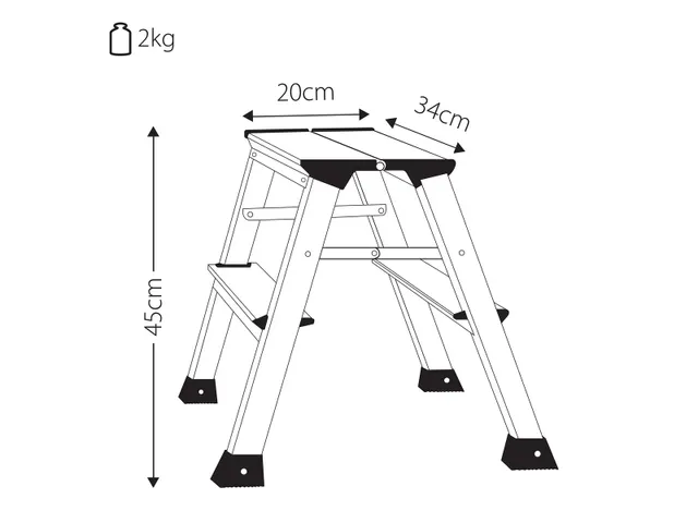 Aluminum ladder 2 treden 45cm 150kg