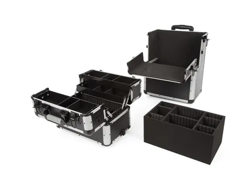 Gereedschapskoffer Aluminium Trolley 370x270x670mm Zwart