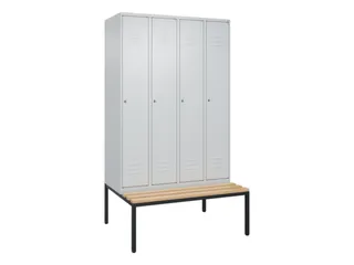 locker met bank,HxBxD 2120x1200x815mm,4vak,vak B 300mm,cil.-slot - 1