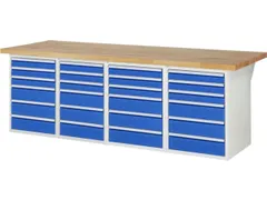 werkbank,HxBxD 890x2500x900mm,beukblad,draagverm. 750kg,4containers