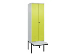 PBM-locker met bank,HxBxD 2120x600x815mm,2vak,vak B 300mm,draaigrendel