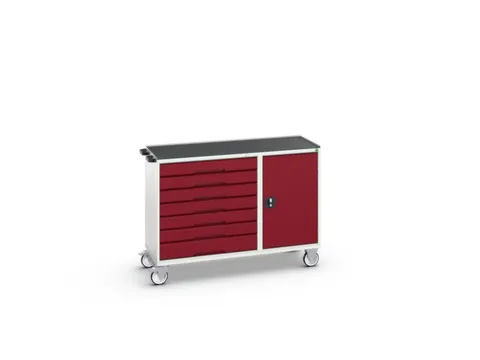 montagetafel 965x1300x550mm staalblad 7 laden kast front RAL3004