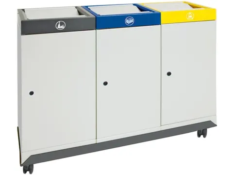 Afvalverzamelstation Vuurremmend 3X30 Liter 700X910X300Mm Grijs