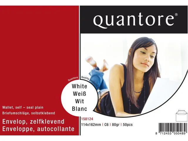 Envelop Quantore Bank C6 114x162mm 80gr Wit Zelfklevend