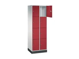 lockerkast,RAL 7035/RAL 3003,HxBxD 1950x620x500mm,2x4vakken,cil.-slot