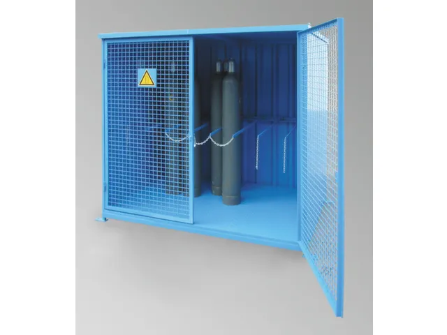 Gasflessendepot 2055x2100x1050mm Voor 16 Gasflessen 2-vleugelige Deur