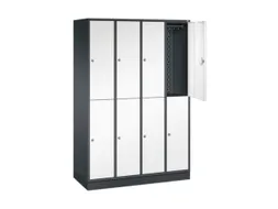 Dubbeldekse garderobekast,HxBxD 1950x1220x500mm,4x2vak.,vak B 260mm
