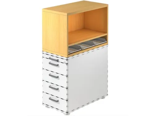 containeropzet,HxBxD 530x428x800mm,m. 3kunstst. inzetelementen DIN A4