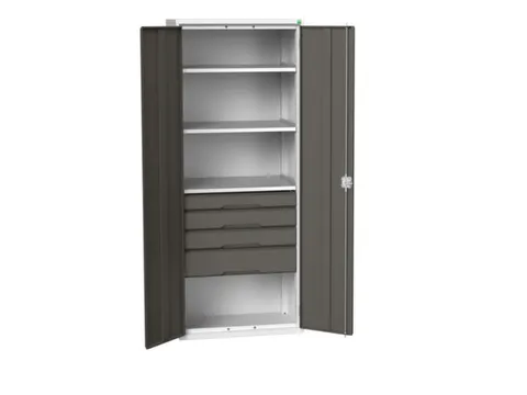 universele kast,HxBxD 2000x800x550mm,3xStalen bodem,4lade(n)