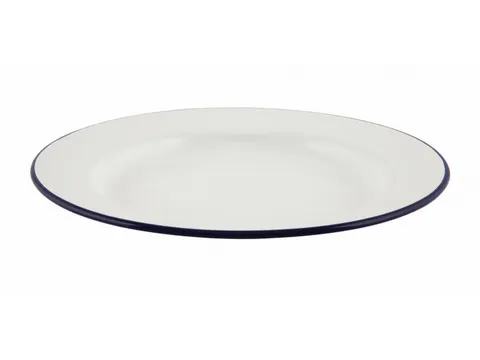 Emaille bord met blauwe rand 20cm 12 stuks