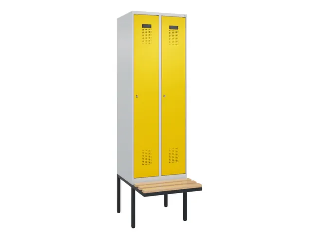 locker met bank,voor scheiding van kleding,HxBxD 2120x600x815mm,2vak